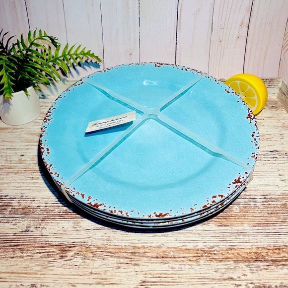 Tommy Bahama melamine aqua rustic style dinner plates